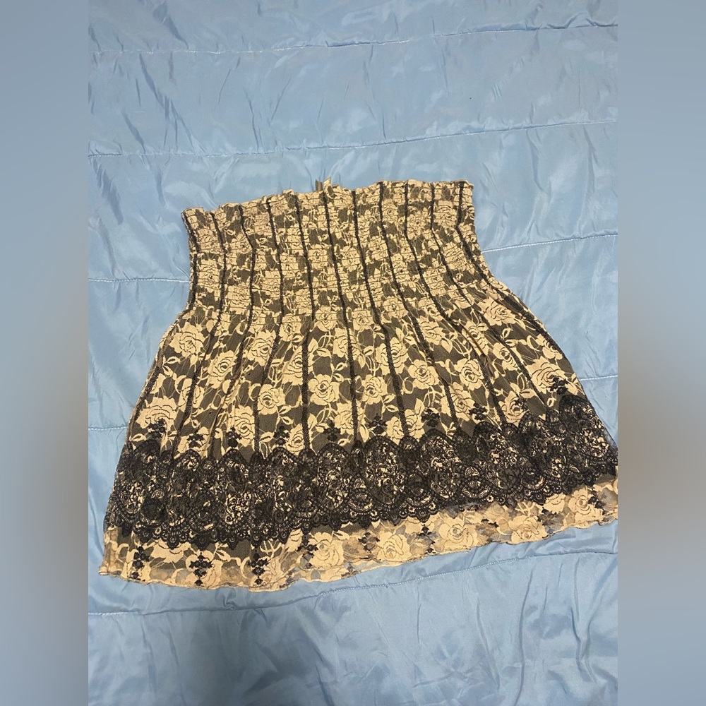 Addition Elle Black and Cream Lace Top